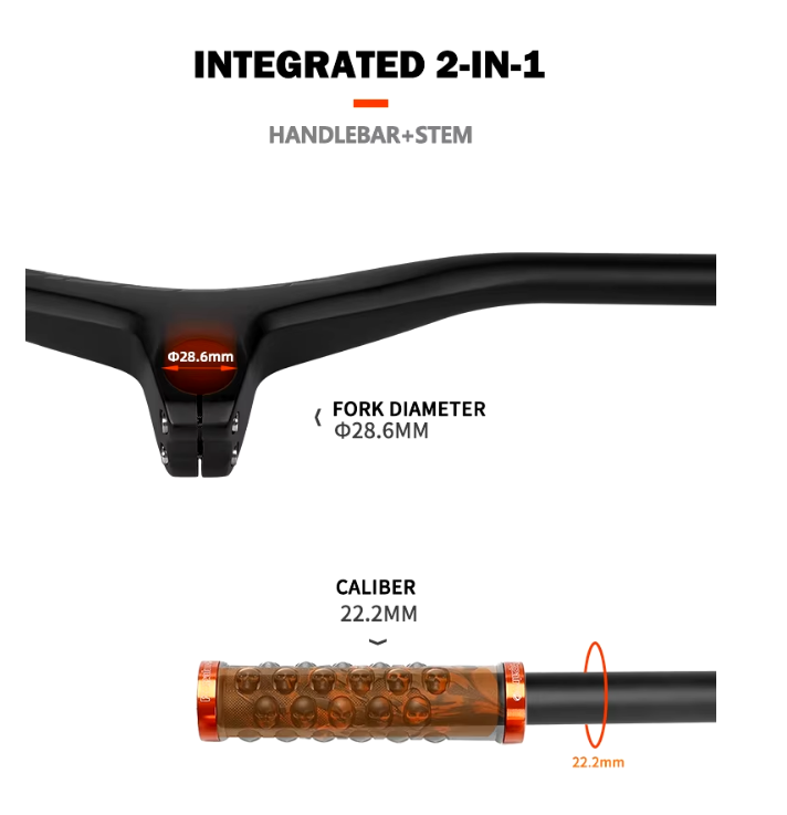 Manillar Integrado de Fibra de Carbono TOSEEK